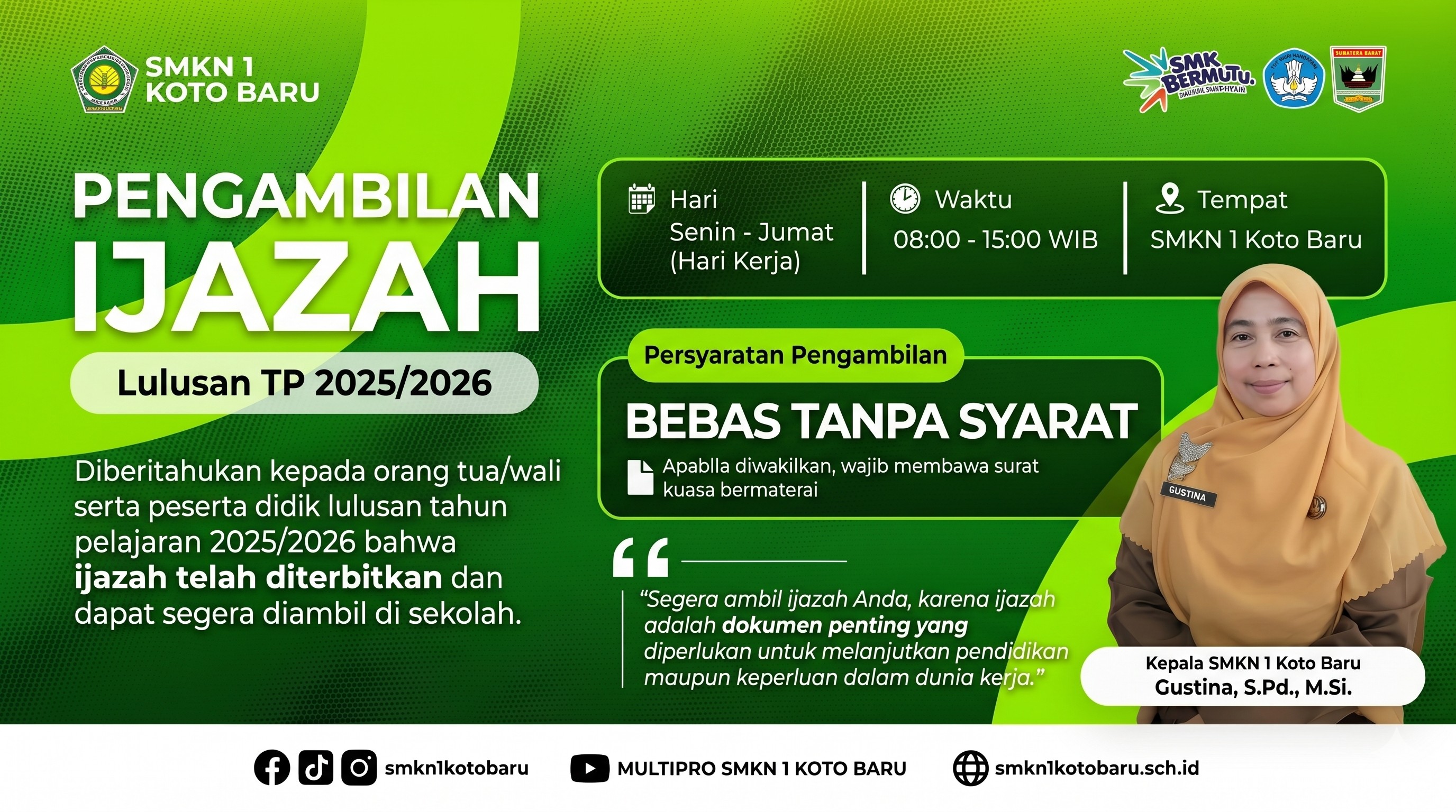 Resmi Diterbitkan! Ijazah Lulusan Tahun Pelajaran 2025/2026 SMKN 1 Koto Baru